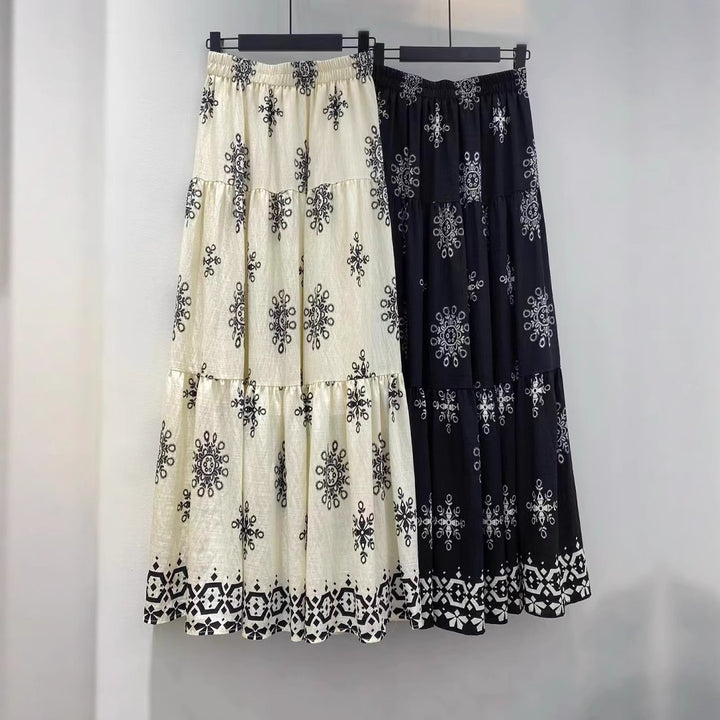 Femme Bohemian Broderet Maxi-Nederdel Stilla