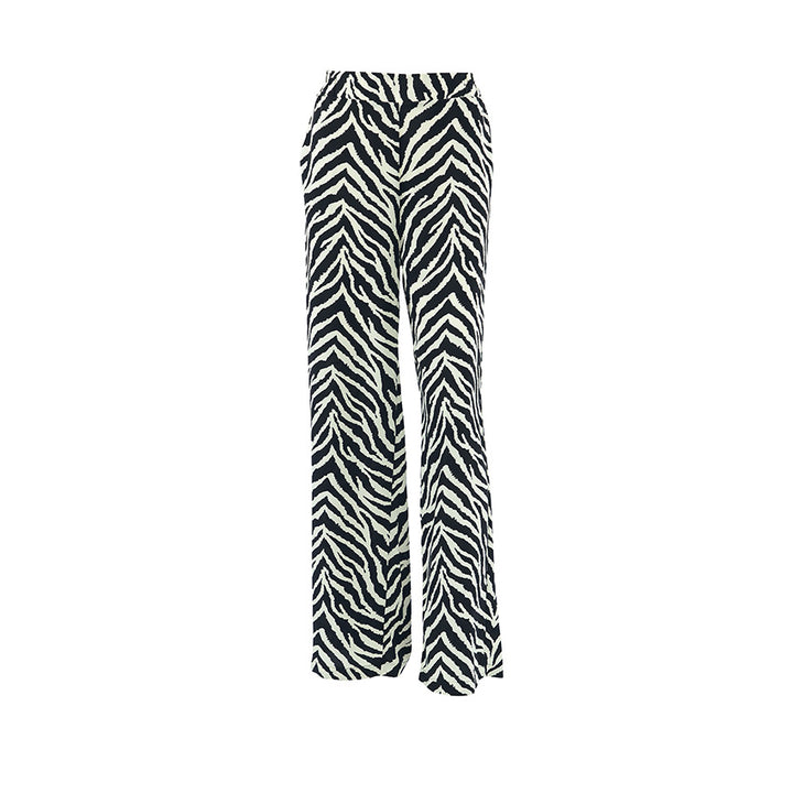 Dame Bred Zebra-Print Palazzo-Bukser med elastisk Talje og Svingende Snit Stilla