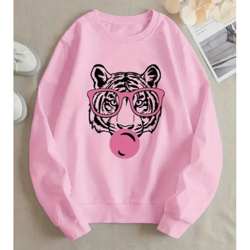 Kvindernes sweatshirt med kreativ tiger grafikdesign Skovae