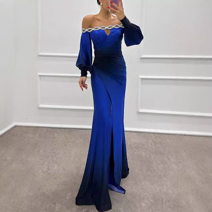 Dame elegant aftenkjole med glitrende taljeudskæring og flydende skirt Stilla