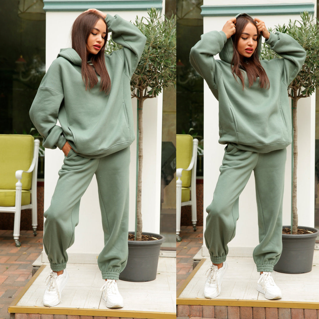 Dame Sporty Hoodie og Joggingbukser Sæt Stilla