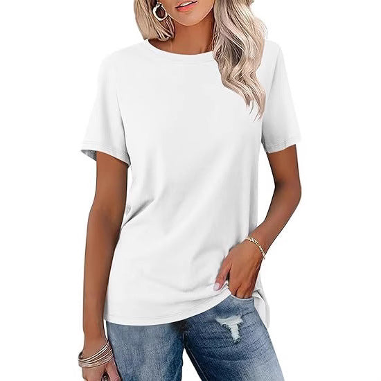 Dame løs Basic T-shirt med Rund halsudskæring Stilla