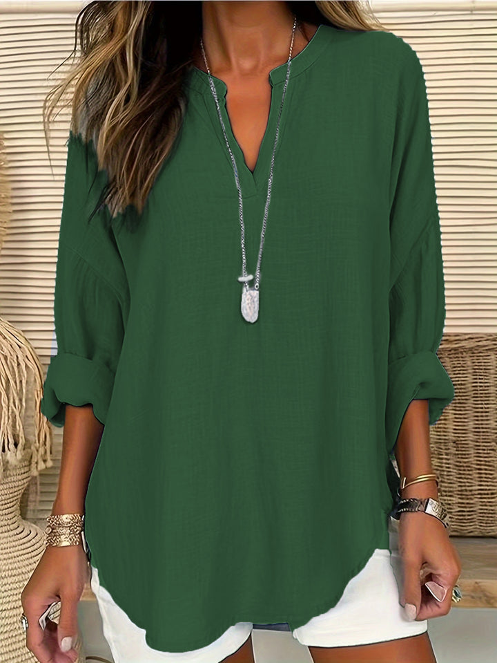 Damer casual skjorte med V-udskæring og 3/4-ærmer Stilla
