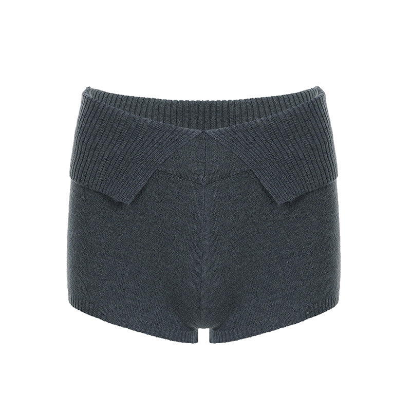 Dame komfortable og elegante strik-shorts med høj talje Skovae