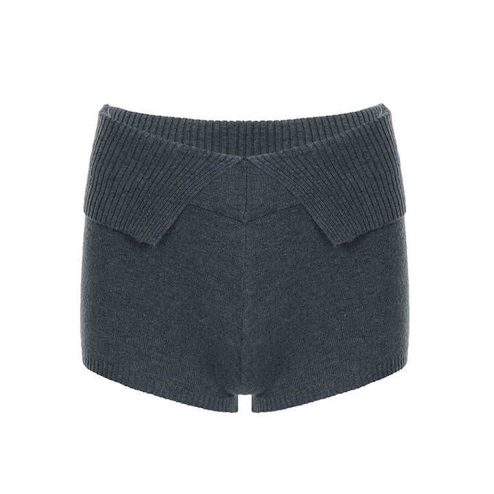 Dame komfortable og elegante strik-shorts med høj talje Skovae
