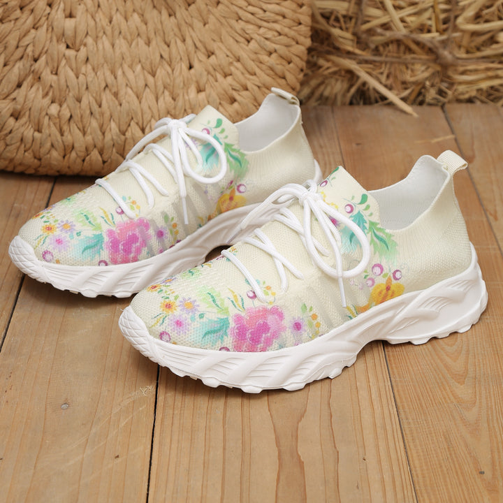 Dame Åndbare Sneakers med blomstermotiv Stilla
