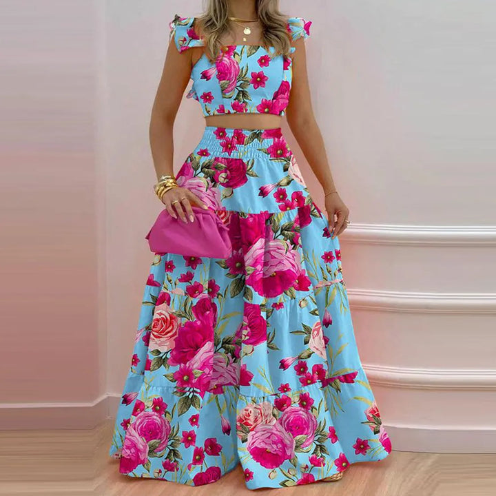 Dame To-delt Sommer-outfit med flæser Stilla