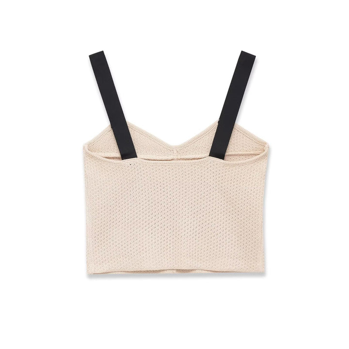 Dame Crop-Top med elegant V-udskæring og raffineret struktur Skovae