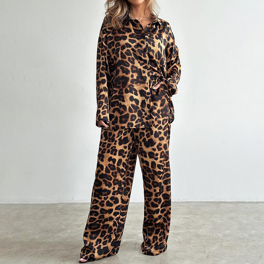Dame Utility-Loungewear-sæt i leopardmønster Stilla