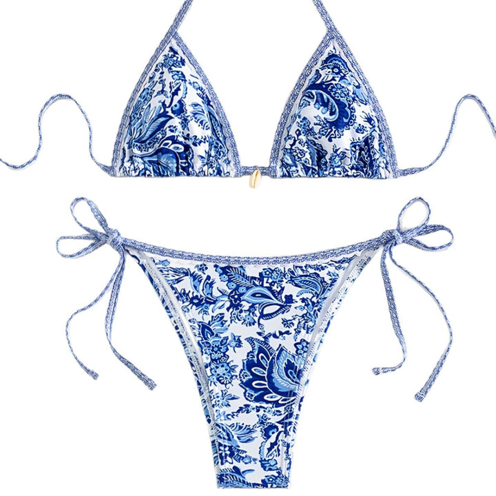 Damer Triangel-bikini med blomster mønstre Skovae