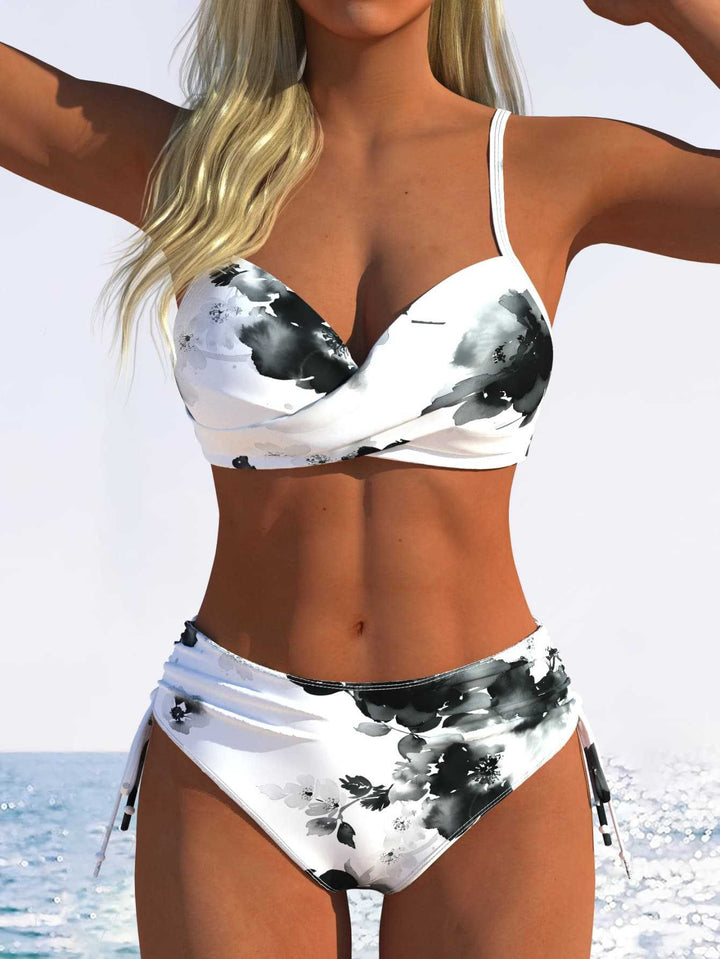 Dame Bikini-sæt med geometrisk design og justerbar talje Skovae