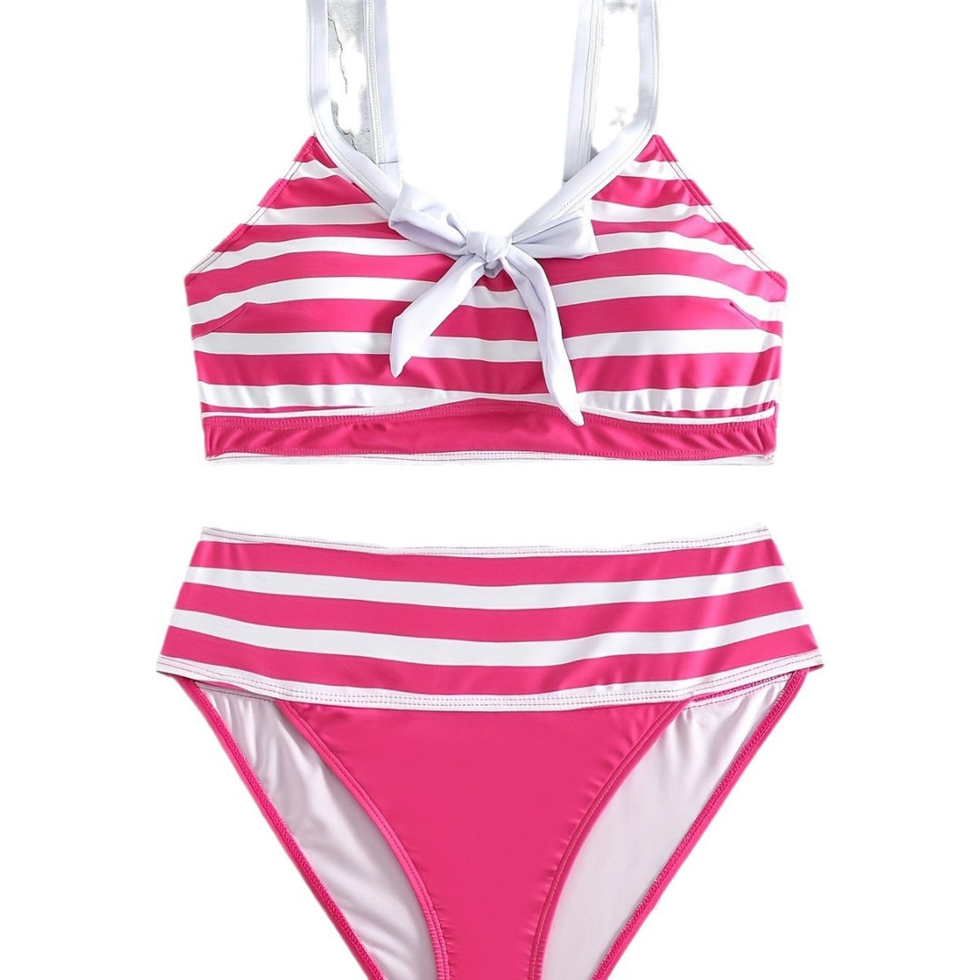 Dame Bikini-sæt med modedesigners stribemønster og justerbare stropper Stilla