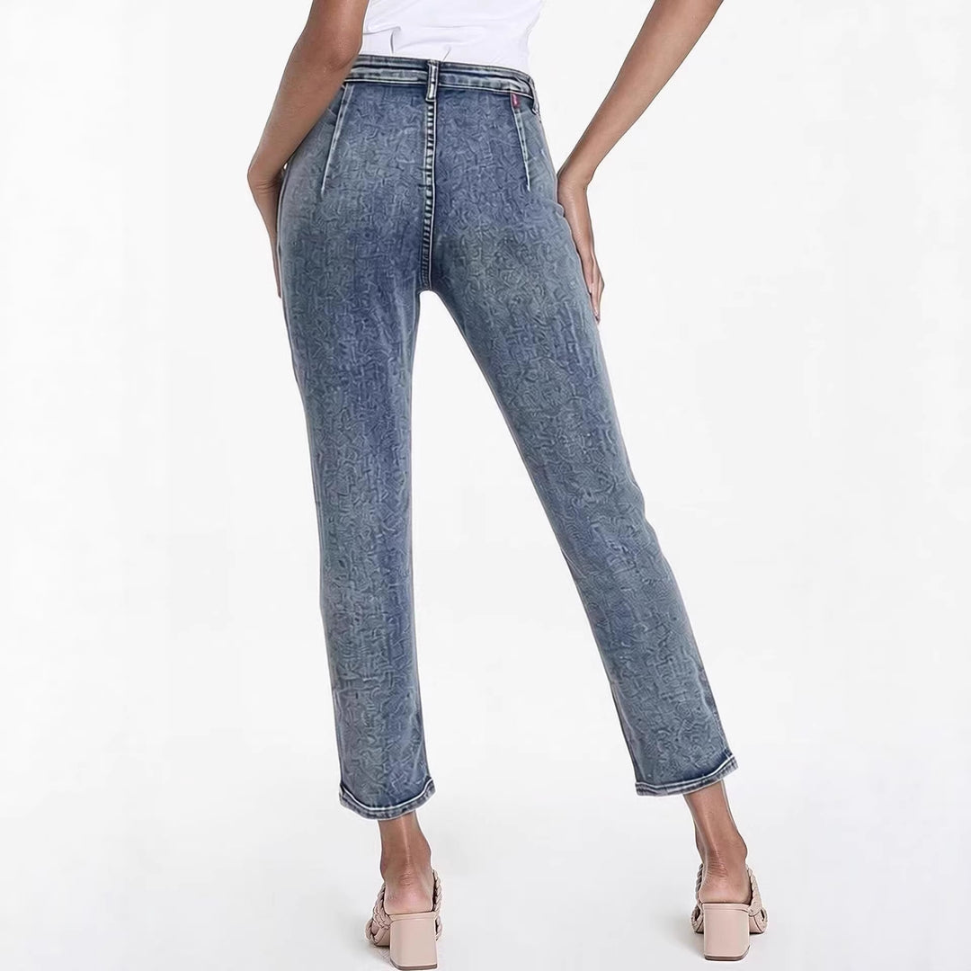 Damer Slim-Fit Jeans med moderne Used-effekt og høj talje Skovae