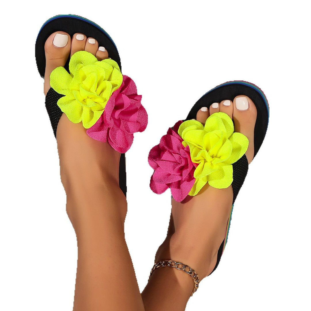 Dame toe-separer-sandaler med farverige blomsterdetaljer og skridsikker sål Stilla