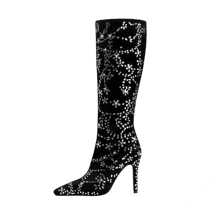 Femme Over-the-Knee Stiletto støvler med dekorative florale udsmykninger Stilla