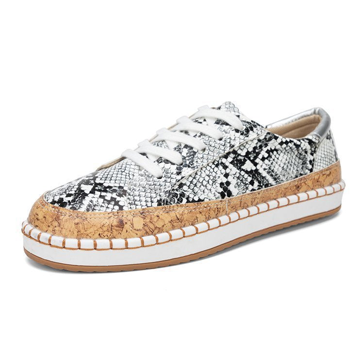 Damer Mode Sneakers i Slangeskindsdesign med Korksål Stilla