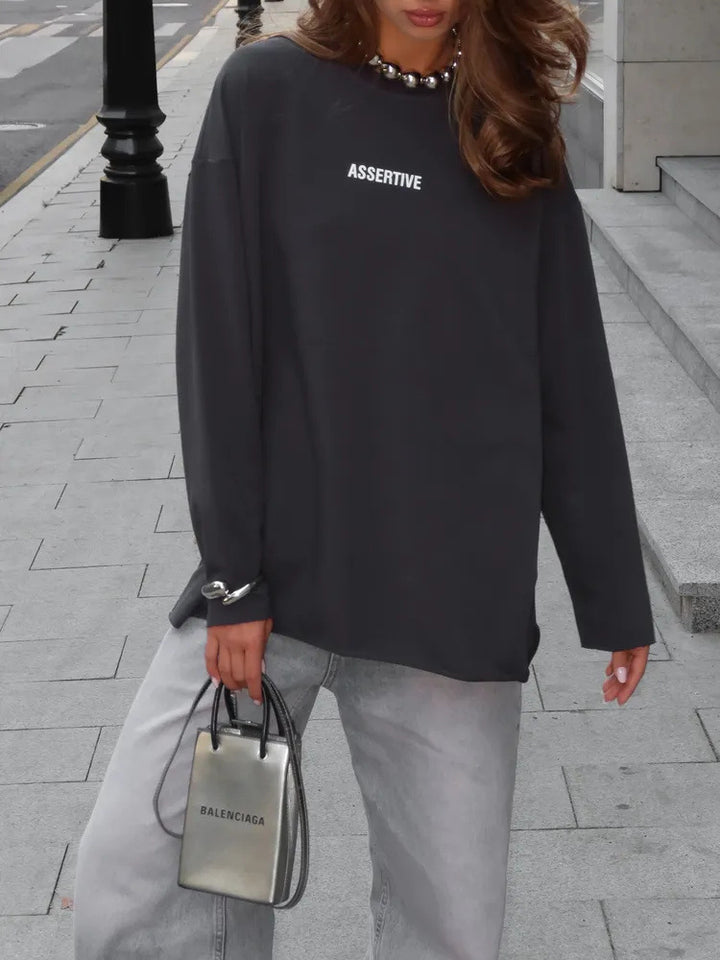 Kvinders afslappede oversized sweatshirt med printdesign Skovae