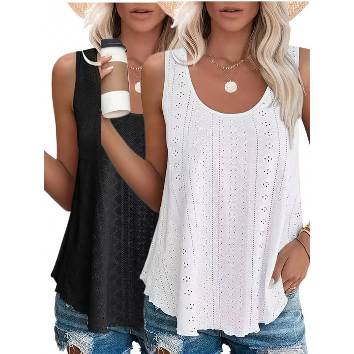 Dame ærmeløs Eyelet Tunika-top Stilla