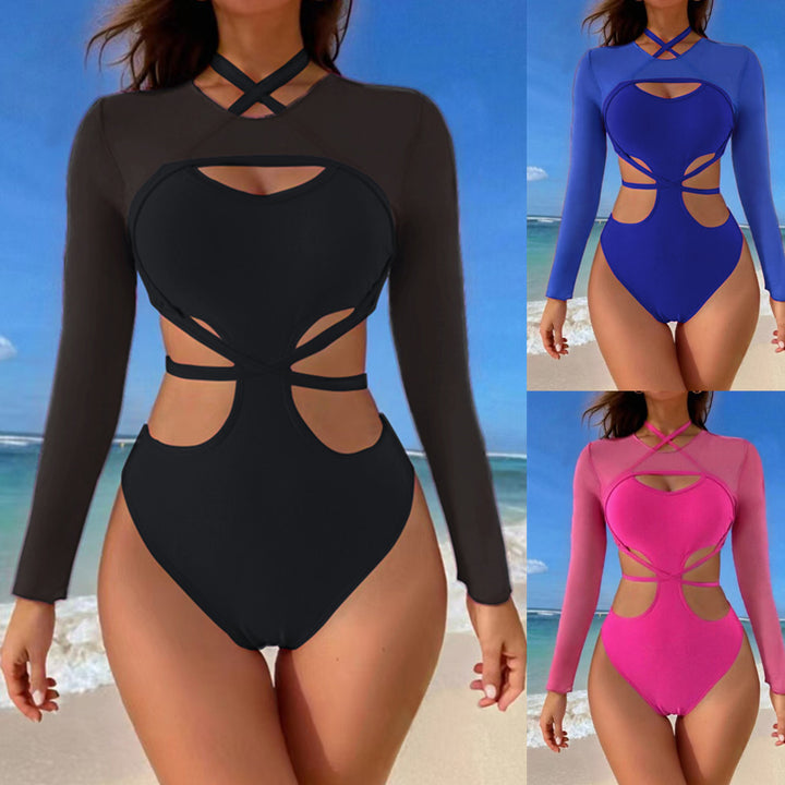 Dame bikini sæt med gennemsigtigt top og innovativt snit Skovae