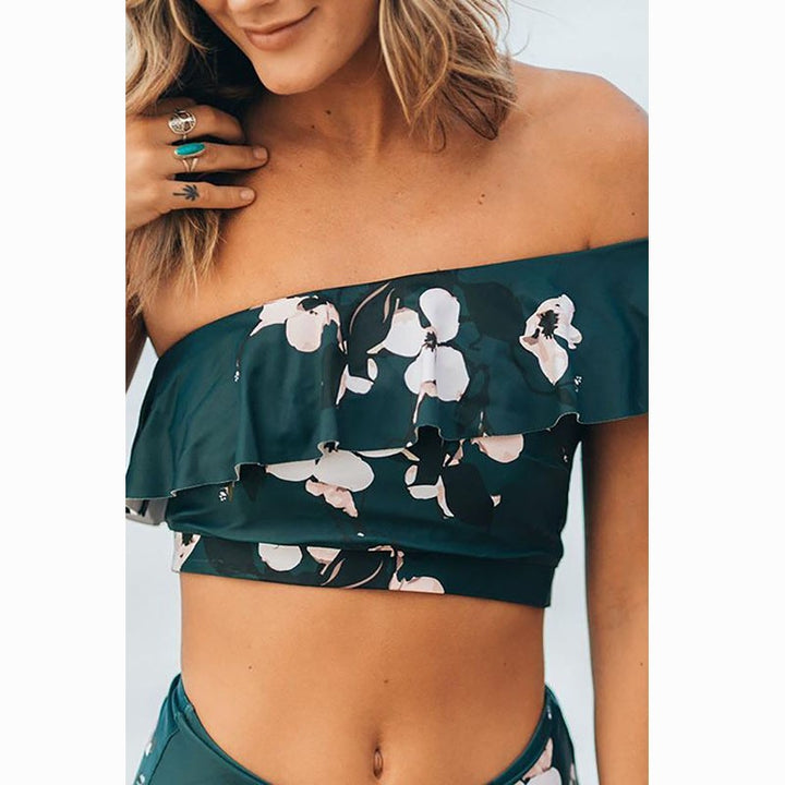 Dame Off-Shoulder Ruffle Svømmehue Stilla