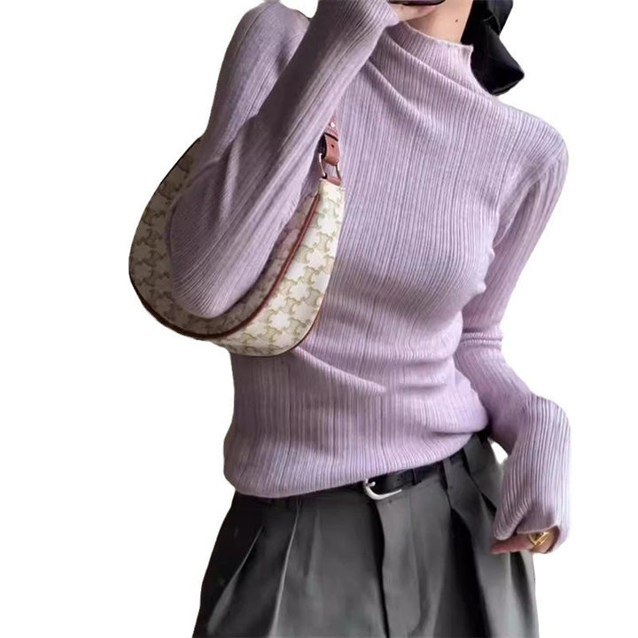 Dame finstrikket sweater i et moderne snit med høj krave Stilla
