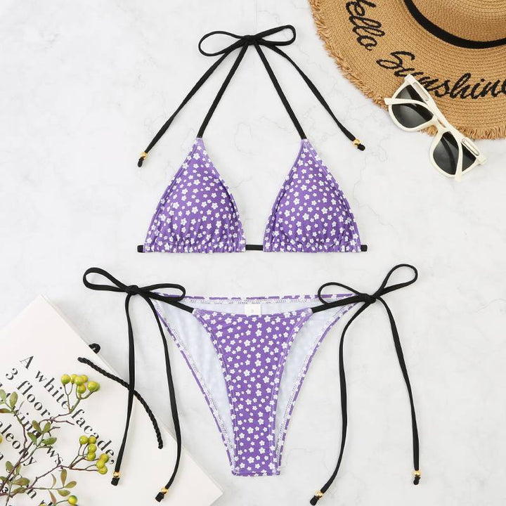Dame Floral Print Triangle Bikini Sæt Stilla