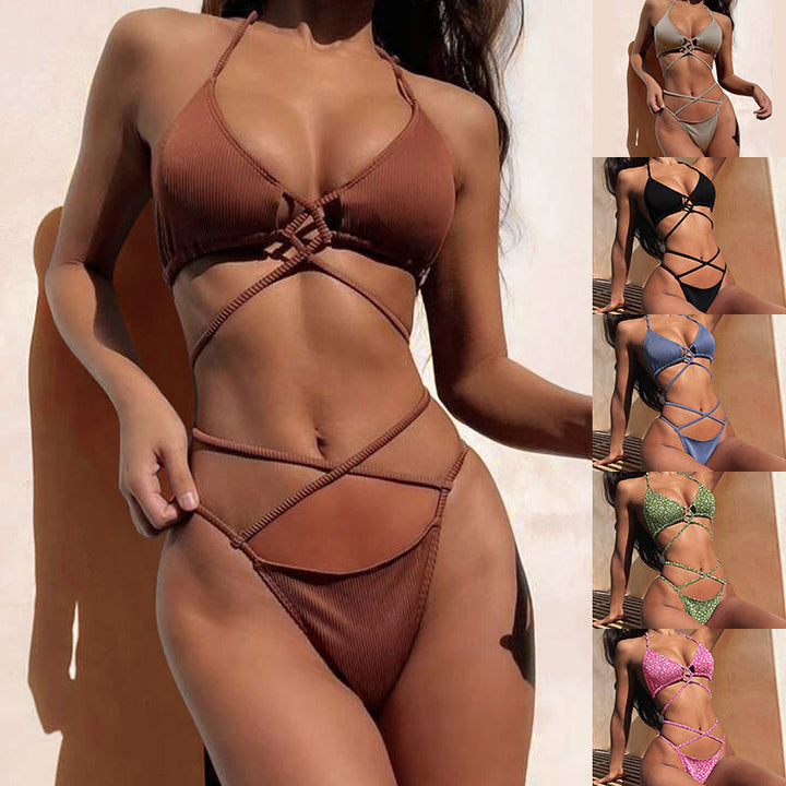 Dame triangle bikini med criss-cross-design Skovae