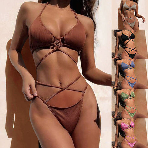Dame triangle bikini med criss-cross-design Skovae