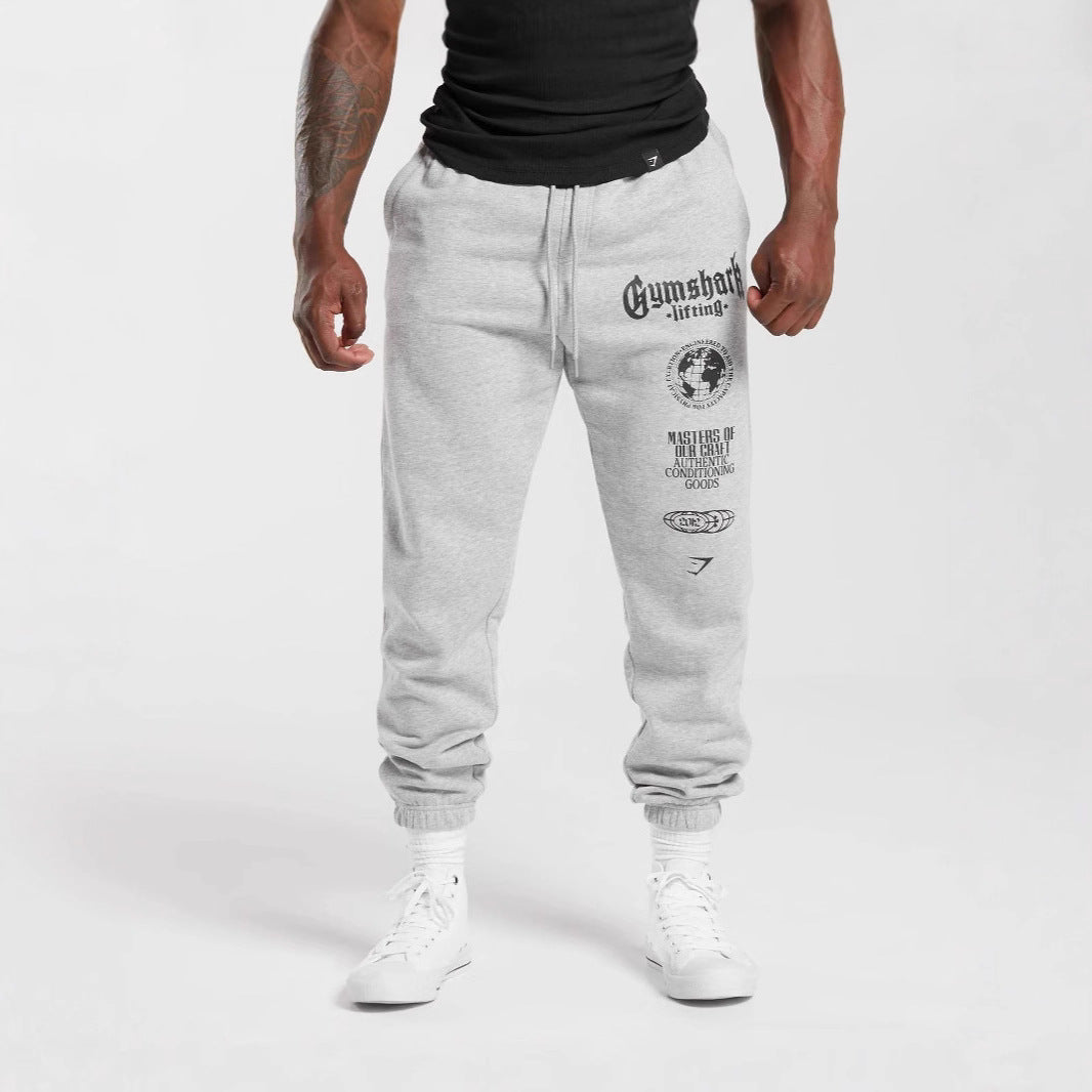 Herre nan konisk skåret bomuldsfleece-sweatpants med elastisk snoretræk ribbede benafslutninger og stort logotryk Skovae