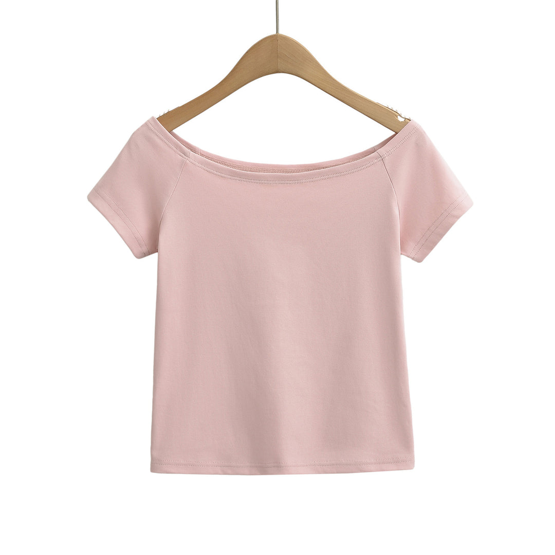 Dame afslappet Off-Shoulder T-shirt lavet af høj kvalitets bomuldsblanding Stilla