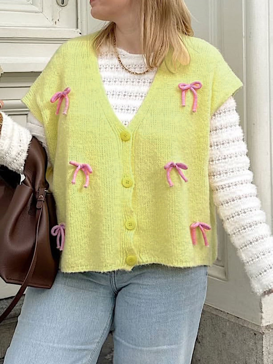 Kvinder cardigan med legende sløjfedetaljer Stilla