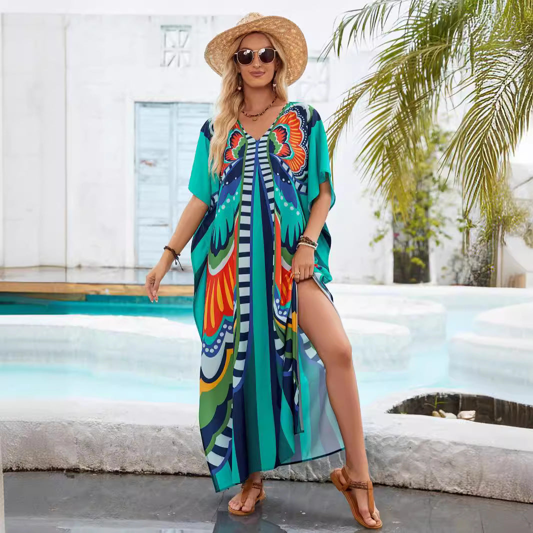 Dame Vibrant Trykt Maxi Kaftan Kjole Stilla