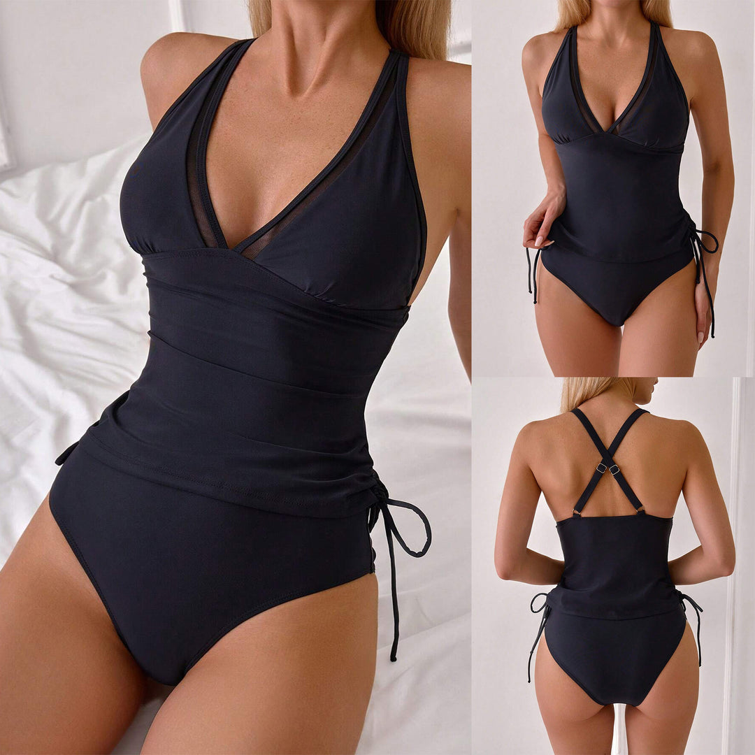 Dame Sporty Tankini-sæt med justerbare stropper og rynkning Stilla