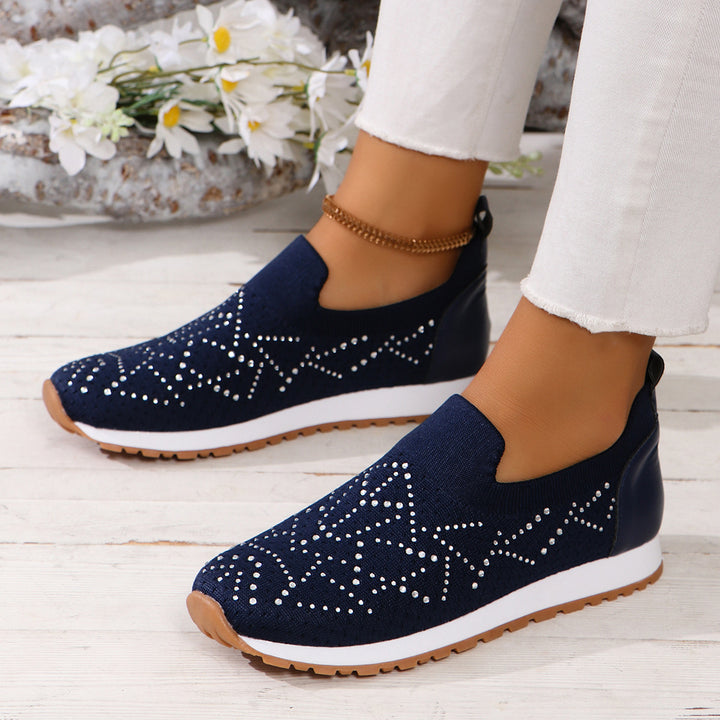 Dame Slip-On Sneakers med glitrende strikdesign Stilla
