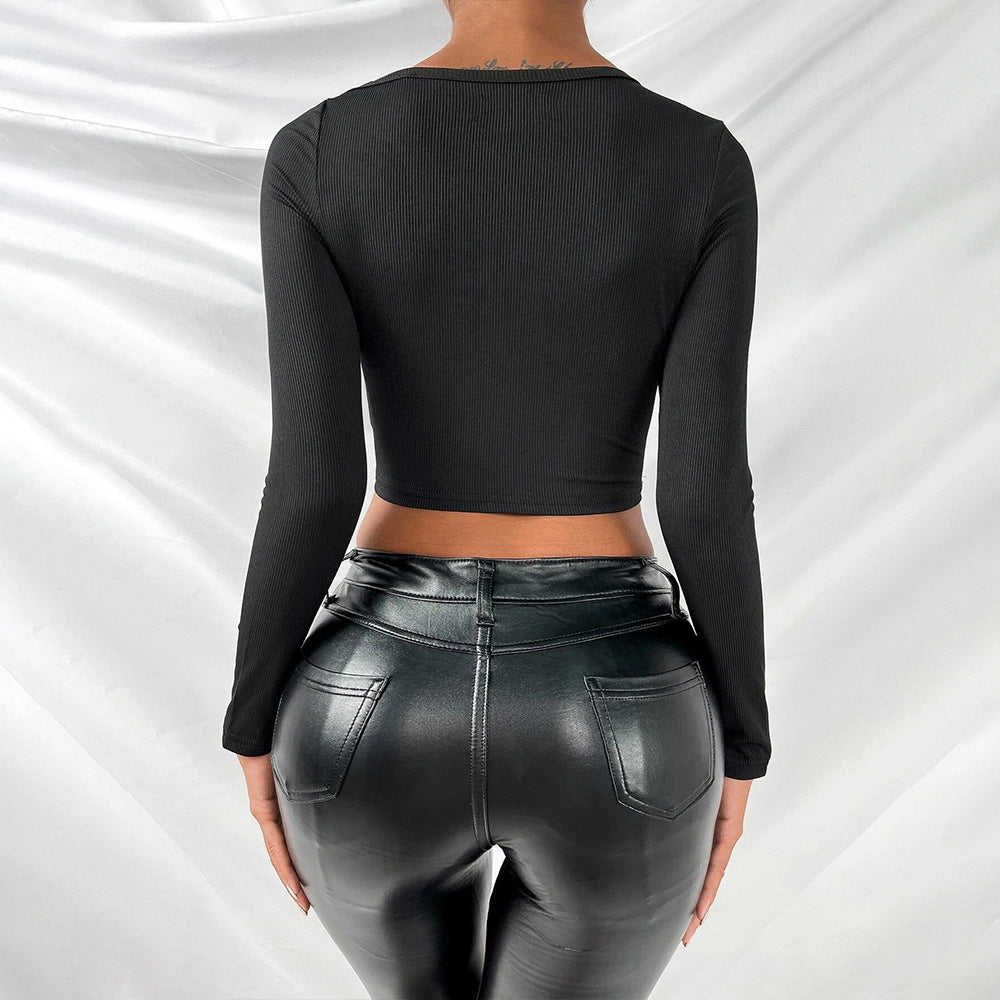 Kvinders Crop Top med Asymmetrisk Udsparingsdesign Stilla
