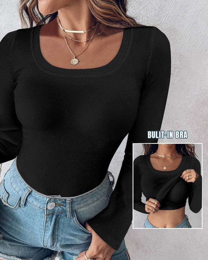 Kvindernes cropped langærmede skjorte med integreret tanktop Stilla
