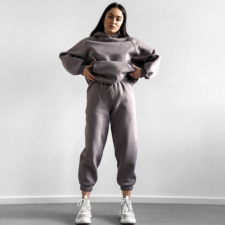 Dame afslappet sweatshirt sæt med løs pasform og elastisk talje Stilla
