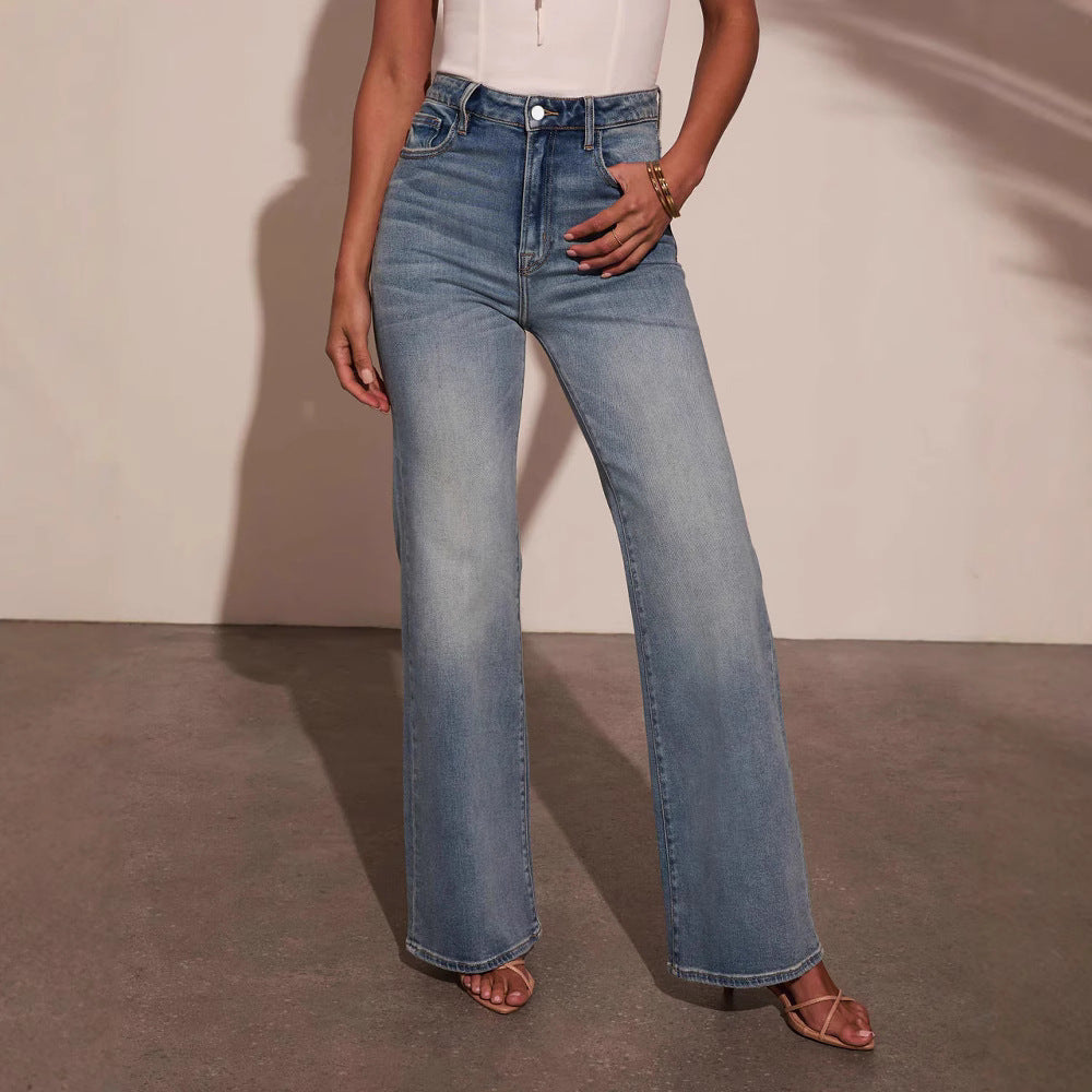 Dame Løst skåret High-Waist Jeans i en afslappet Casual-look Stilla