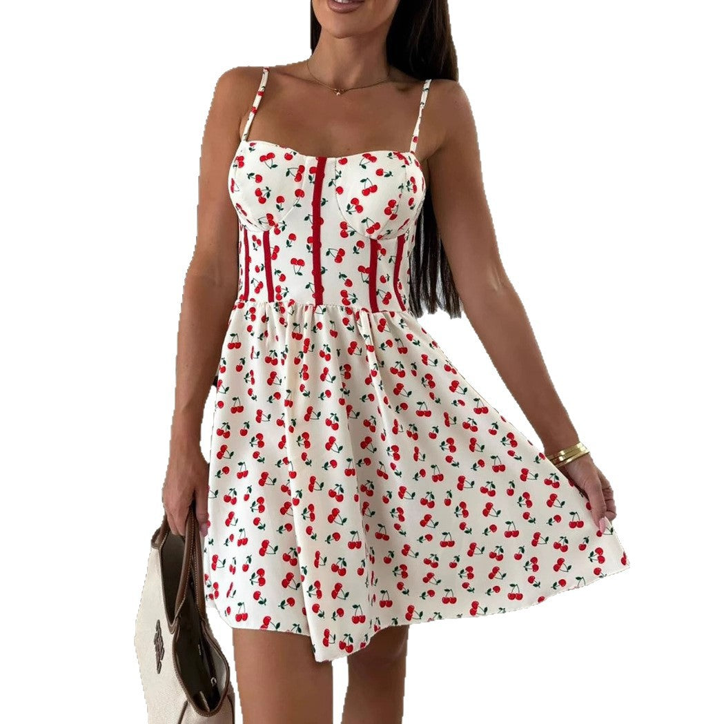 Dame Floral Print A-Linie Mini Kjole Stilla
