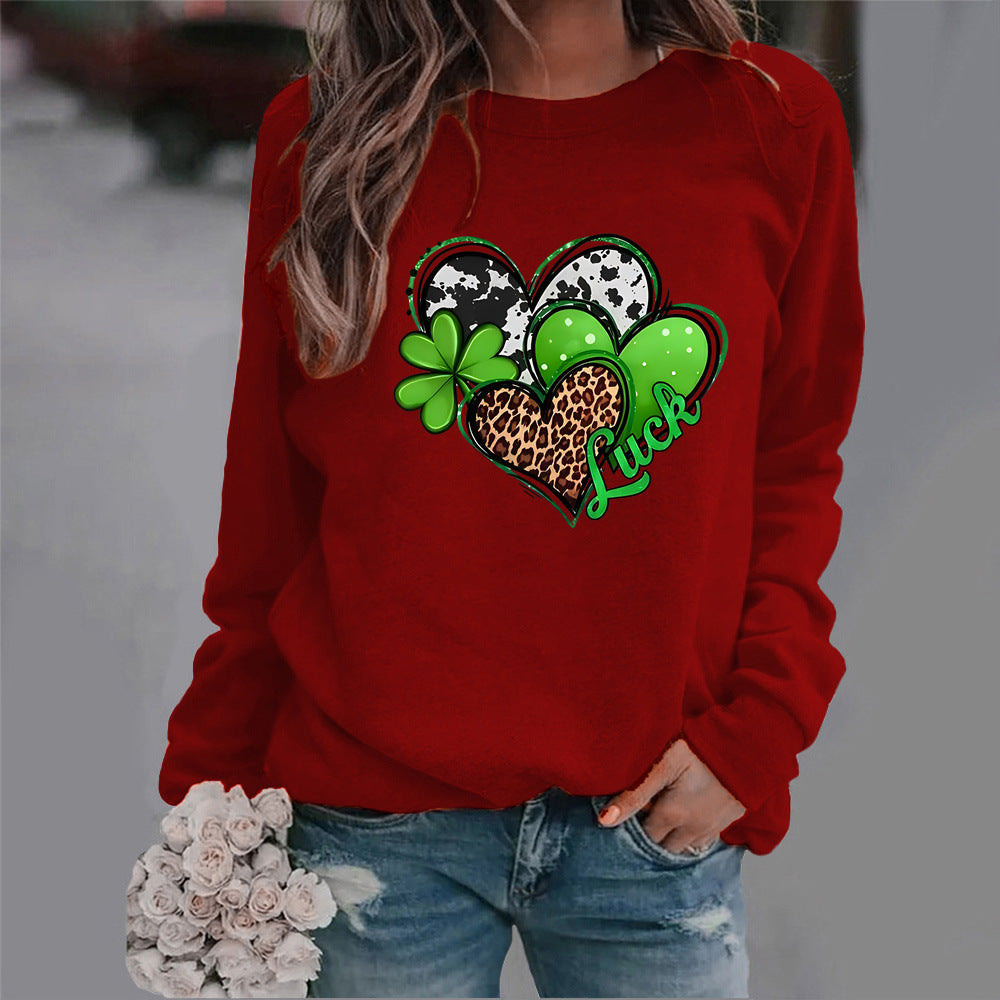 Kvinders sweatshirt med kreativ hjerte-design og iøjnefaldende motiv Stilla