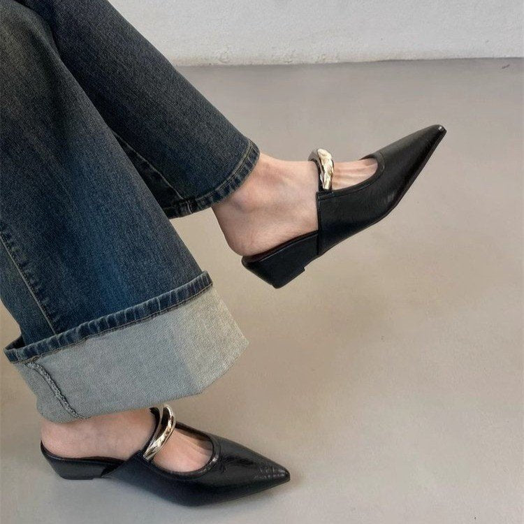 Dame spidse Slingback-muler med slankt spændeakcent Stilla