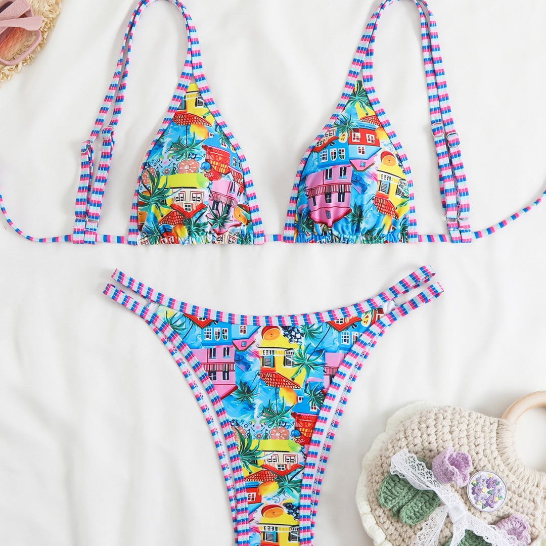 Dame Livligt Blomsterdesign Trekant Bikini Sæt Stilla