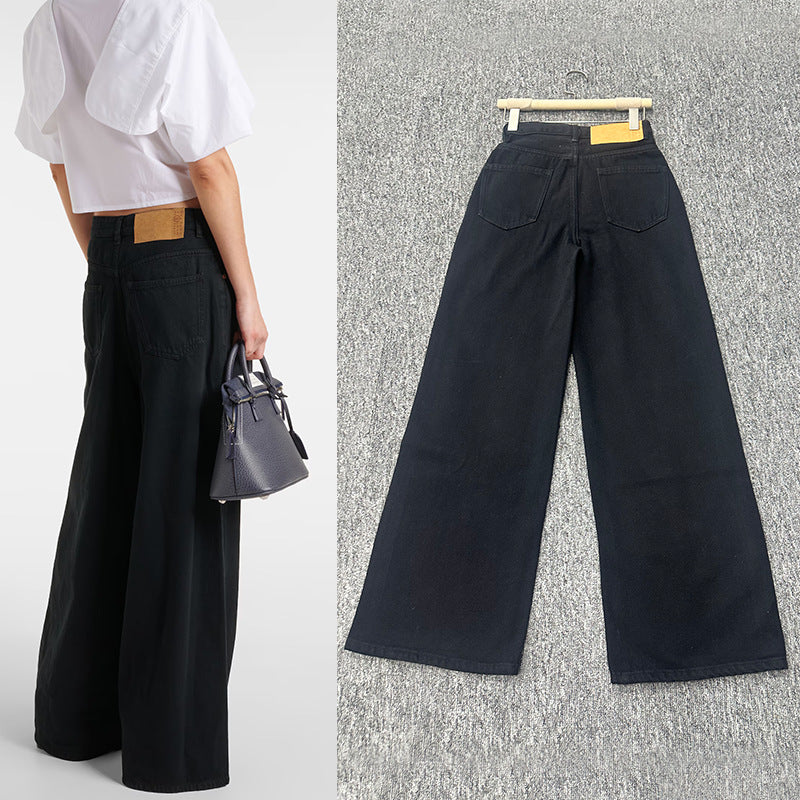 Dame brede jeansbukser med elastisk waist Stilla