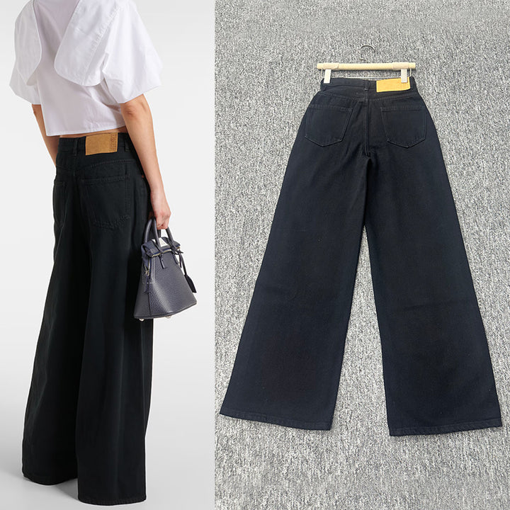 Dame brede jeansbukser med elastisk waist Stilla