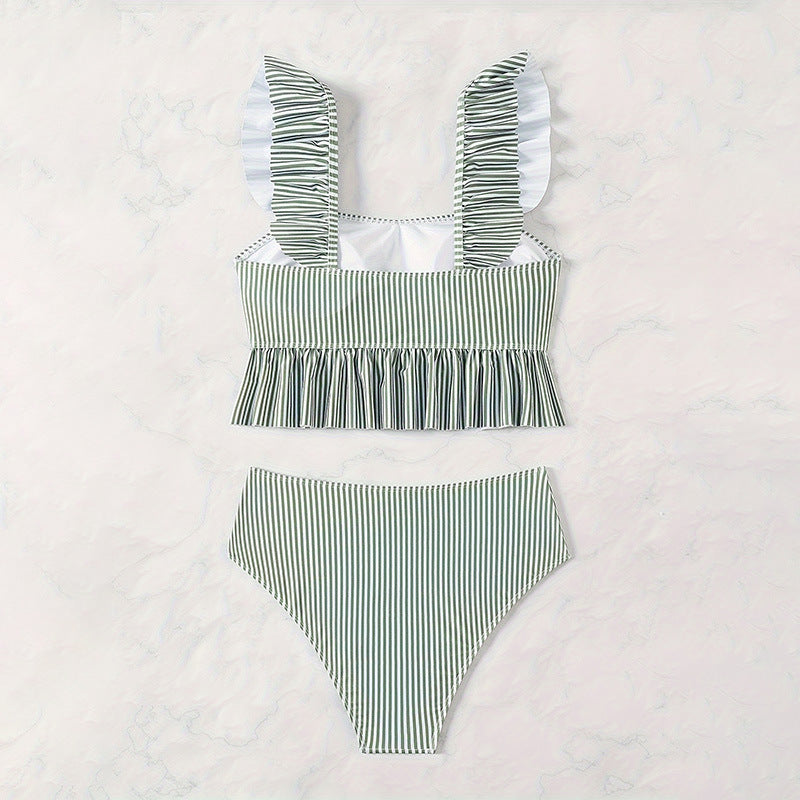 Dame Strandtankini med flæsedesign og højtaljede bukser Skovae