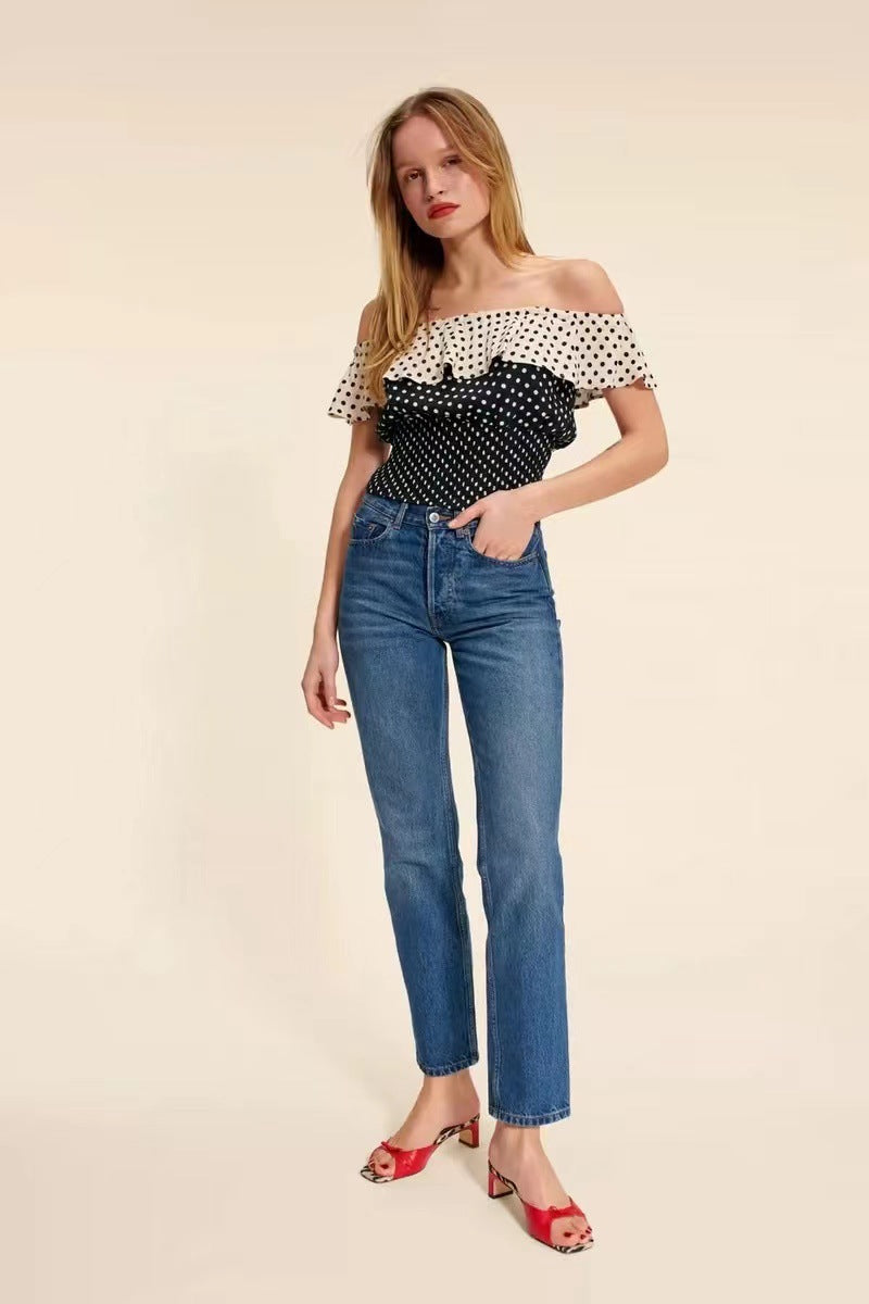 Damer Off-Shoulder Bluse med voluminøse flæser Stilla