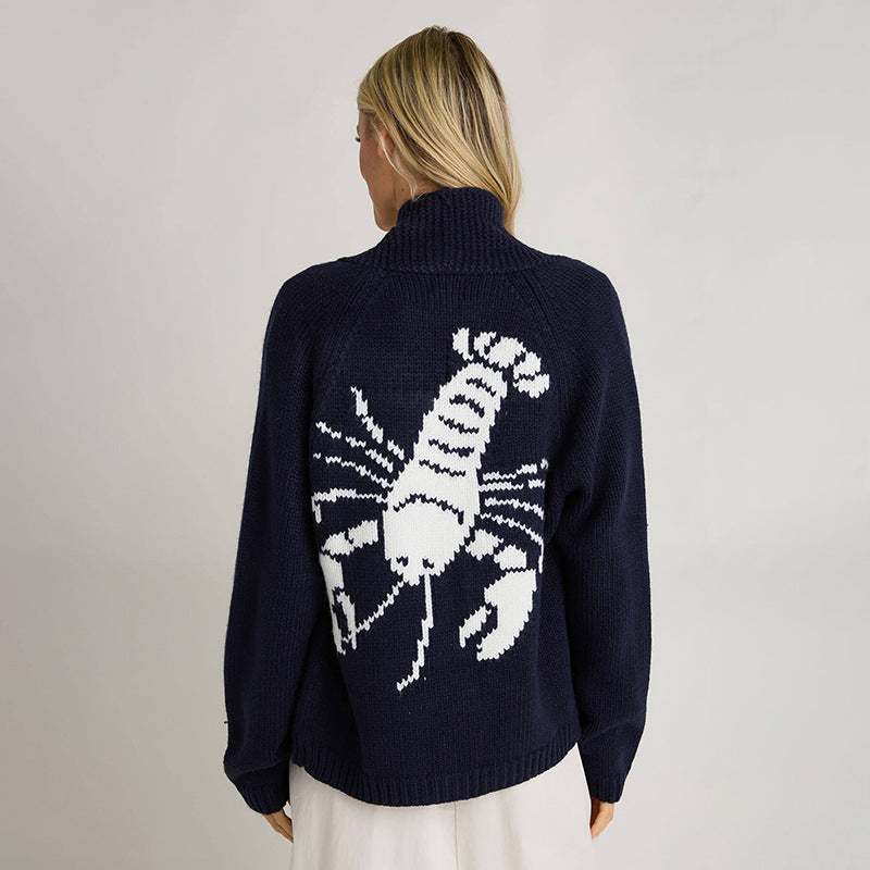 Dame strikpullover med livligt krabbe-design Stilla