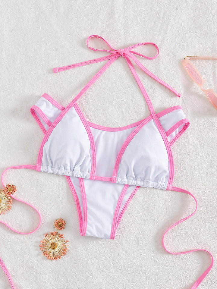 Dame Triangel-Bikini med spændende stribe-design Skovae