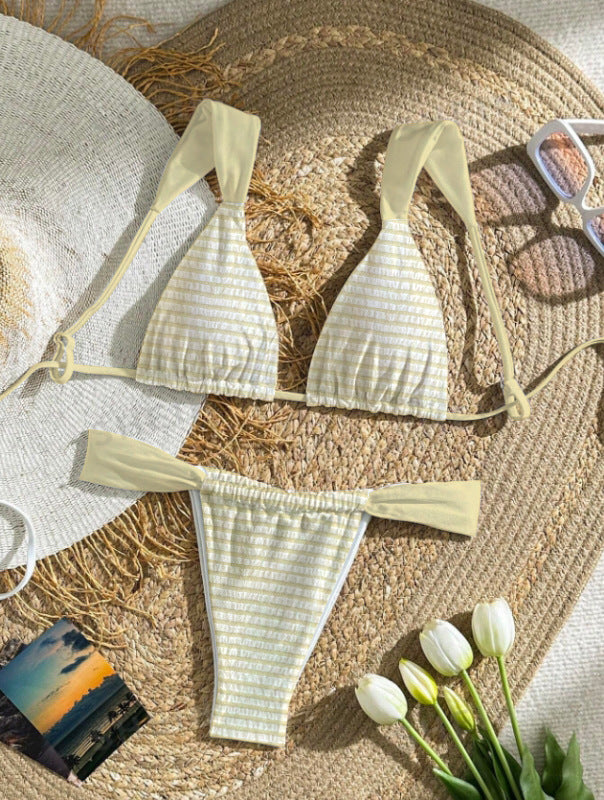 Femme Stribet Triangel-Bikini-Sæt Stilla