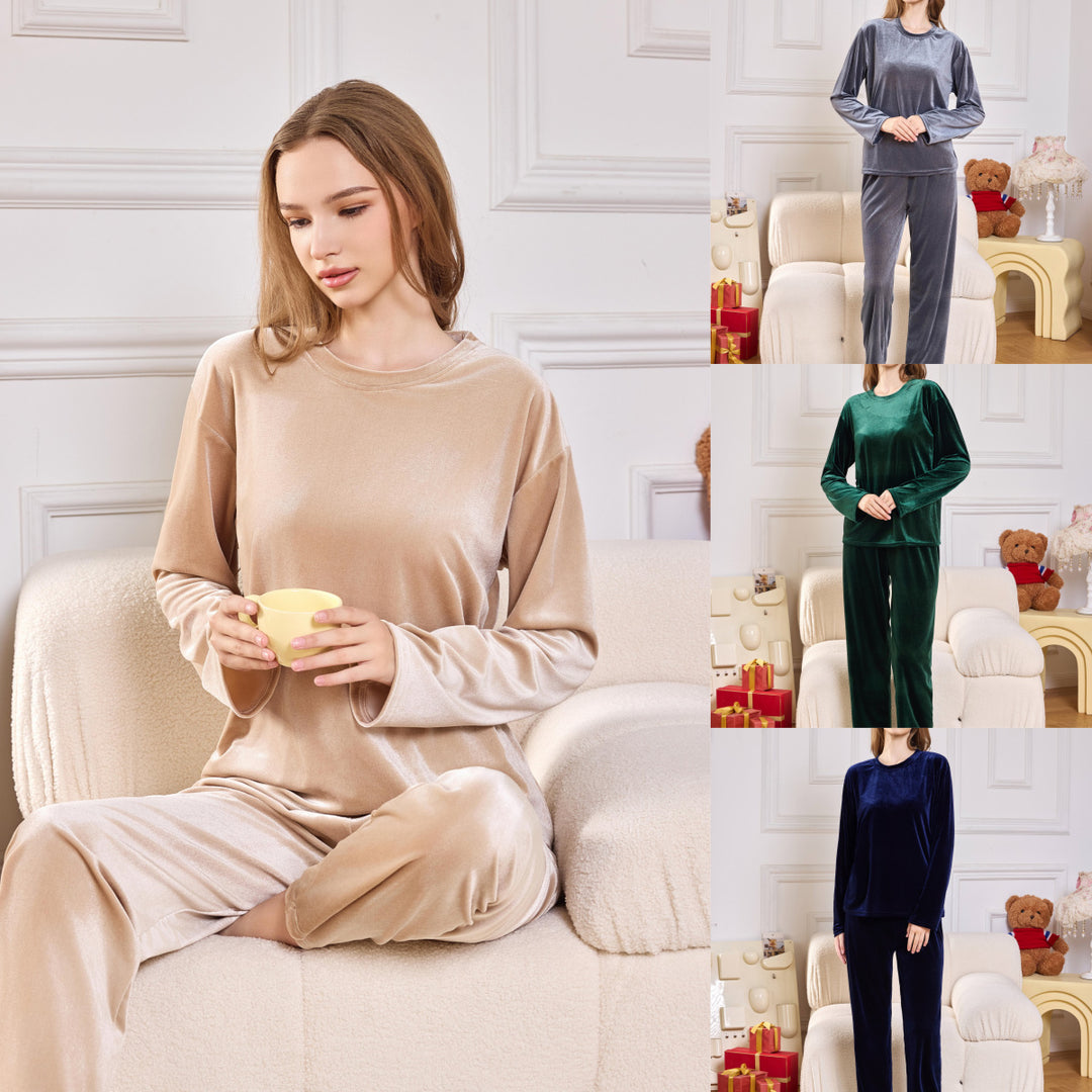 Dame luksus-satin pyjamas med elegant snit Stilla